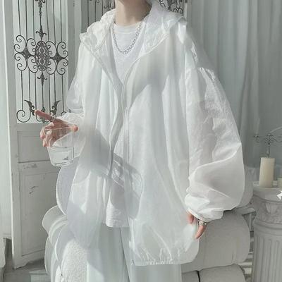 Spring/Summer Soft Girl Sweet Solid Color Sun Protection Hooded Jacket - Unisex Loose Fit Trendy Couple Style