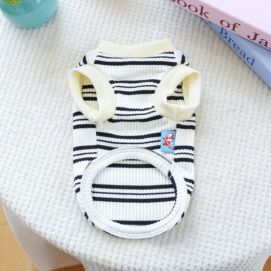 PETCIRCLE Black & White Striped Pet Vest & Leash for Dogs and Cats