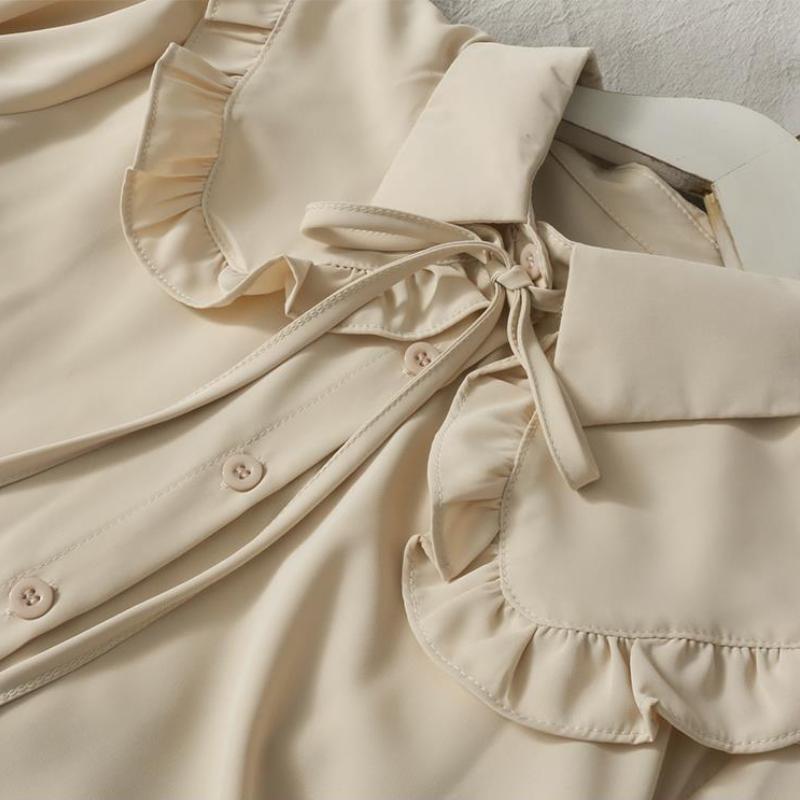 Damen Süße Hemden Niedlicher Peter-Pan-Kragen Locker Mode Temperament Minimalistisch Lolita Französisch Elegante Kleidung Trendig