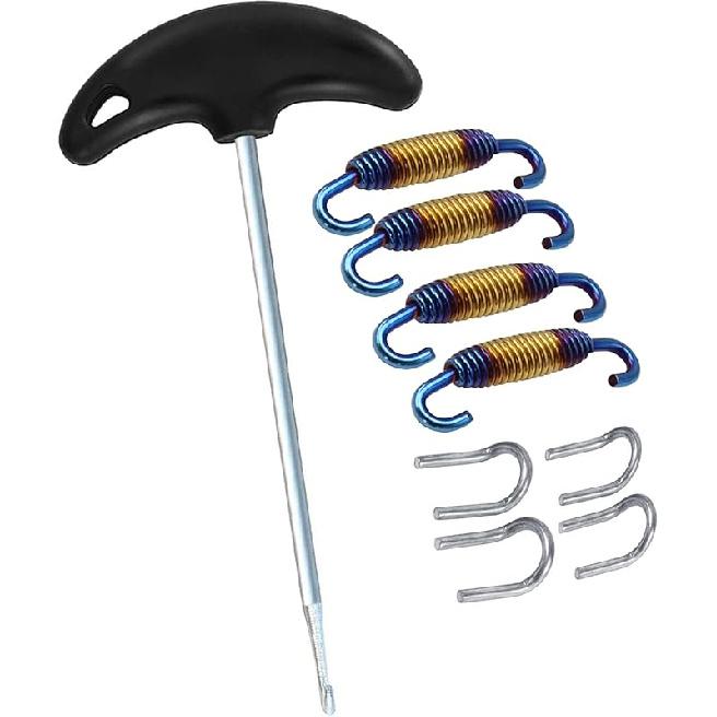 Motorcycle Exhaust Springs 58 Mm/2.28", Exhaust Pipe Muffler Swivel Springs, Exhaust Spring Hook Fasteners, Exhaust Pipe Spring With Swivel Hooks Set
