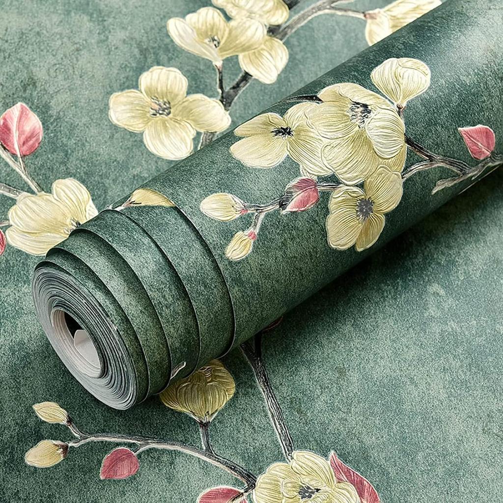Floral Peel and Stick Wallpapers Green Self Adhesive Contact Paper Removable Waterproof Wallpaper For Bedroom Home Decoration