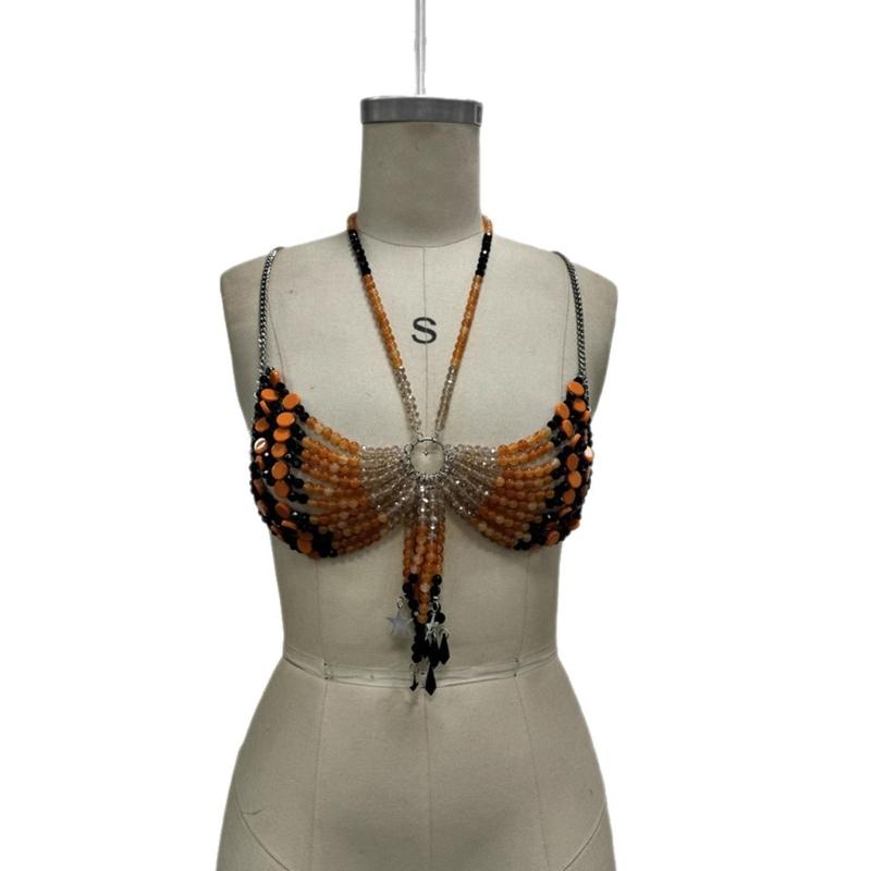 

Fashionable Colorful Bra Chain With Acrylic Designs Body Jewelry Accessory Ideal For Women Outfits Suitable Casual Wear 1