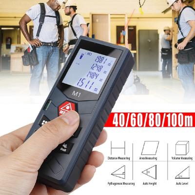 Digital Laser Distance Meter 40/60/80/100m Area Volume Pythagorean Measure Tool IP65 Protection Front and Rear Benchmark