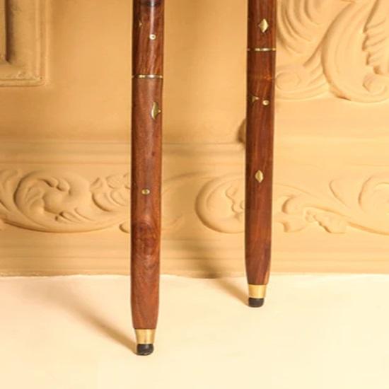 93.98 Cm Set of 2 Brass Wooden Walking Stick Gift for Father, Mother