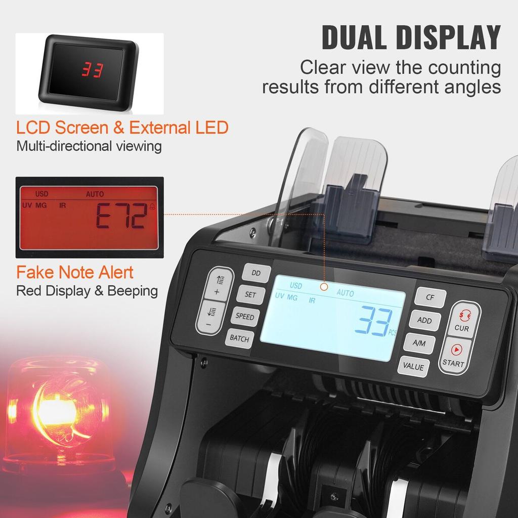 Money Counter Machine Bill Counter with UV MG IR DD Counterfeit Detection