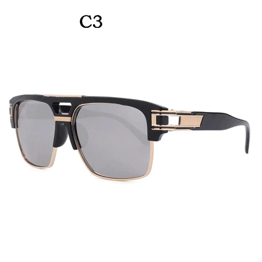 Classic Luxury Men Sunglasses Glamour Fashion Brand Sun Glasses For Women Mirrored Retro Vintage Square Designer Shades