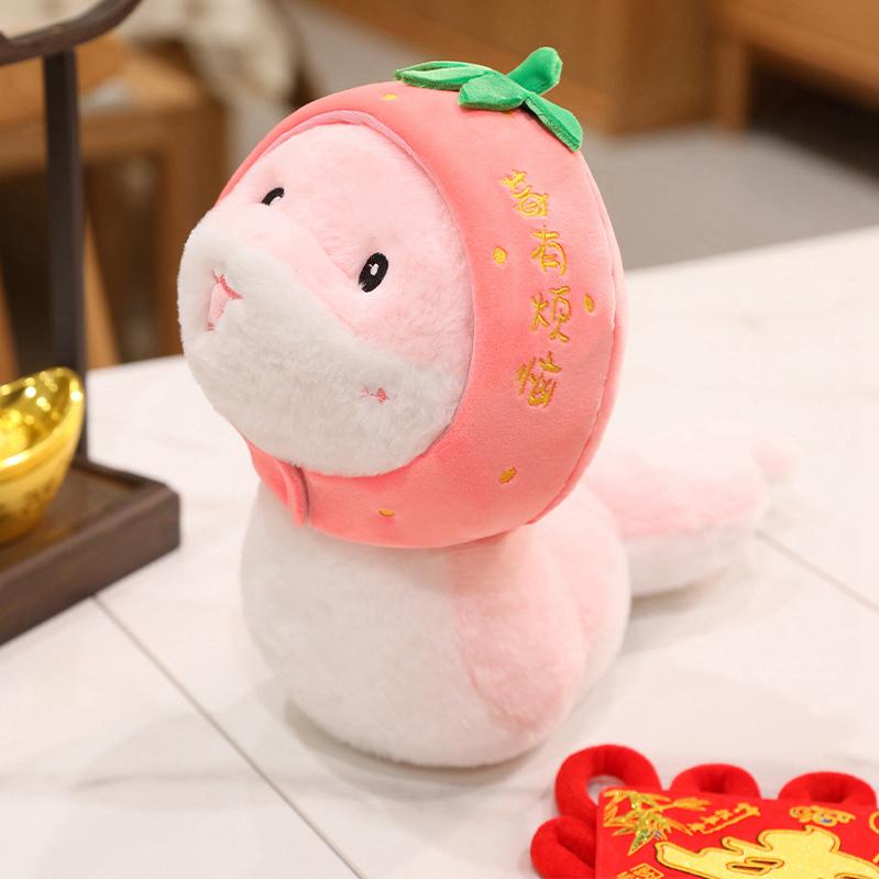 New Year Cartoon Lucky Snake Animals Plush Figure Dolls Soft Pillow Toys Wear Lion Clothes Funny Christmas New Year Gift