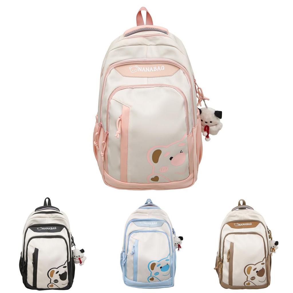 Lotso Nylon Cartoon Bear Student Backpack With Breathable Design For Middle School Girls And Boys