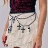Vintage Hollowing Cross Waist Chain Y2K Multi-layer Body Chain Punk Waist Chain  Street Fashion