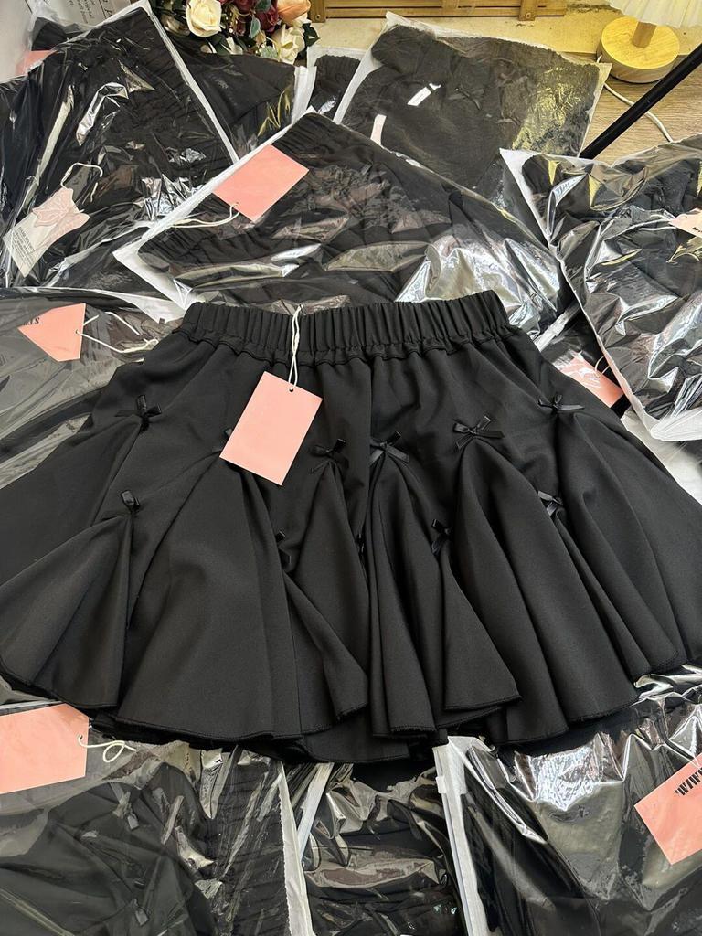 Women's Summer A-Line Midi Skirt: Bowknot White Floral Ballet-Style, High Waist Fluffy Slimming Skirt