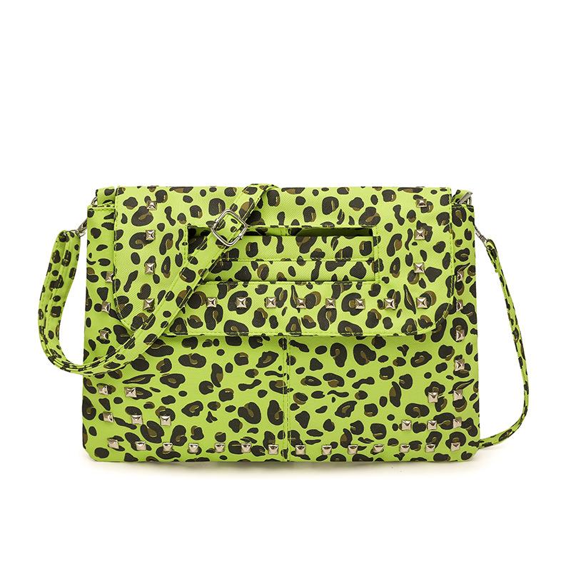 

Leopard Print Large Capacity Tote Bag Rivet Women s Commuter Shoulder Crossbody Bag