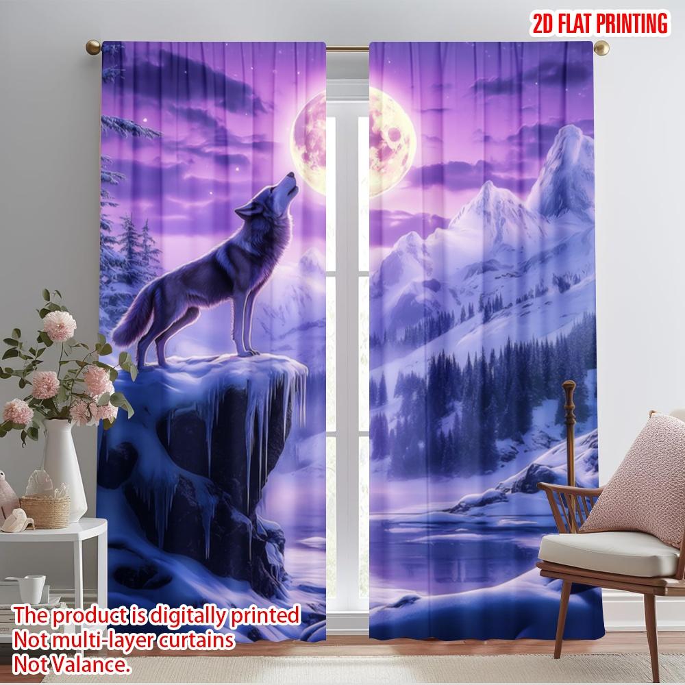 

2 шт., 2D печать на ткани, Шторы с цифровой печатью Lunar Howl, Универсальные, 100% полиэстер (без удилища) Украшения На Открытом Воздухе Идеальные 52.50×116.00 CM 2pcs