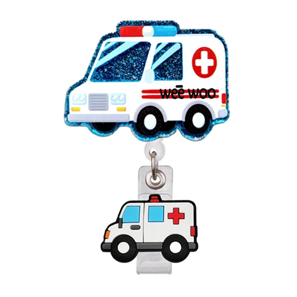 Unisex ID Name Cards Holders Retractable Badge Reel Cartoon Hospital Medical Icons Lovely Nurse Doctor Clip Brooches Keychains