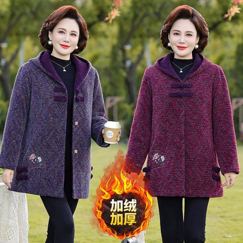 Winter mink fleece jacket fleece thickened medium and long hooded warm woolen cotton-padded jacket