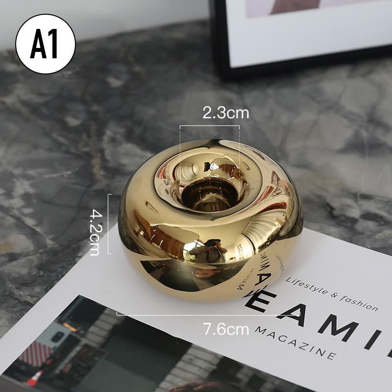 Luxury Electroplating Silver Candlestick Holder Modern Living Room Office Art Decoration Creative Ceramic Cylinder Candle Holder
