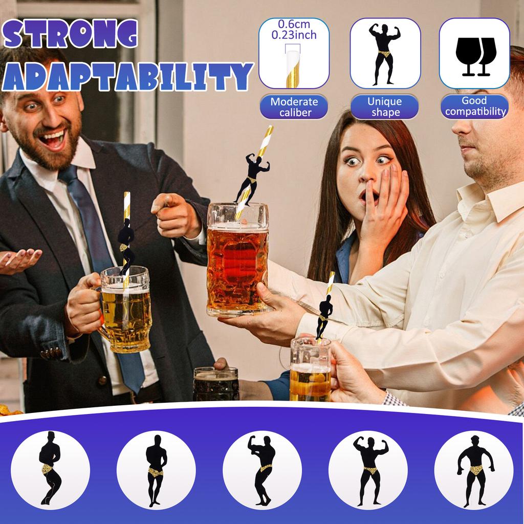 108 Pcs Paper Straws Funny Male Dancer Drinking Straw Bachelorette Disposable Straws for Birthday Reunion Bachelor Party and Bar