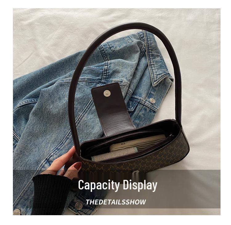 2025 Women's Light Luxury Retro Underarm Shoulder Bag - Trendy, Casual, Letter Print