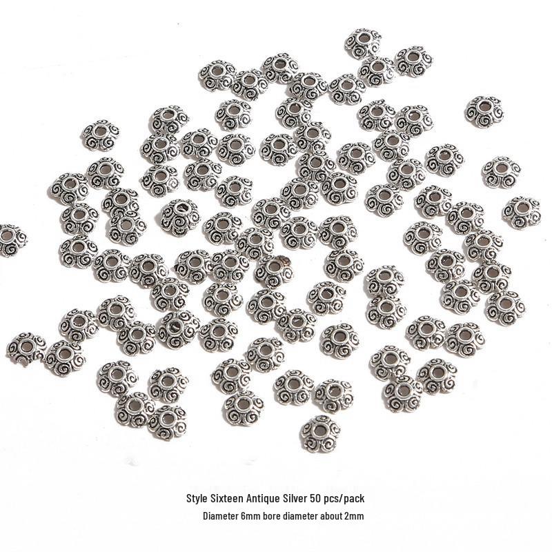 Handmade Antique Silver Flower Spacer Beads for DIY Bracelets & Hair Accessories