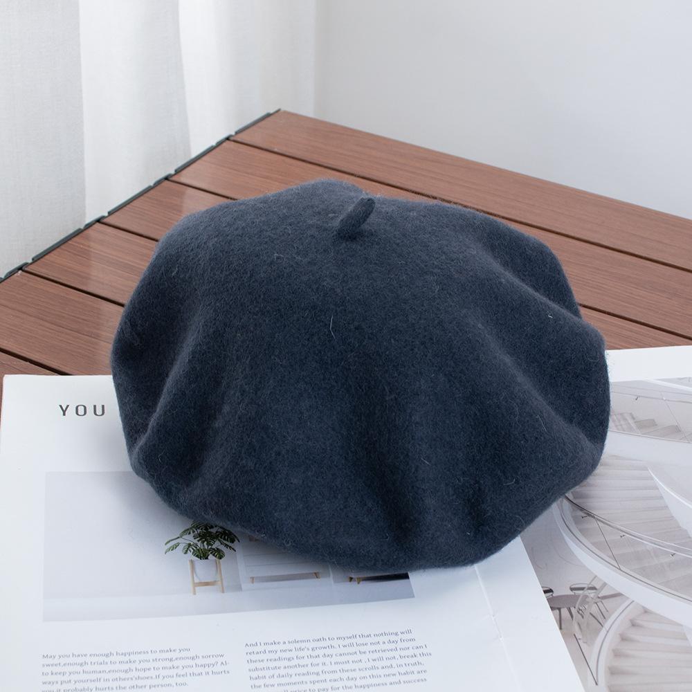 Berretto Donna Britannico Vintage Autunno e Inverno Lana Pittore Cappello Signora Cappello Bocciolo Versatile Tendenza ins