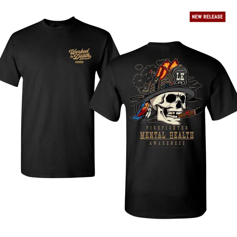 Firefighter Mental Health Awareness T-Shirt, Legacy Kid Firefighter Skull Graphi S разноцветный