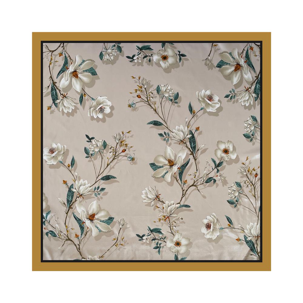 Silk Scarf Large Square Scarf Women's New 90cm Printed Vintage Wrap Scarf Satin Shawl Scarf