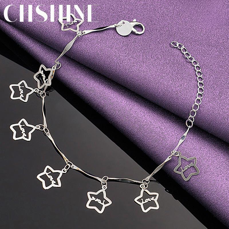 CHSHINE New 925 Sterling Silver Stars Charm Bracelet For Women Lovers Wedding Party Fashion Jewelry