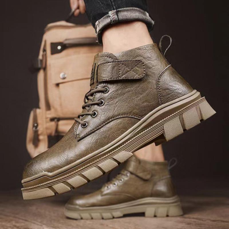 Classic Men Luxury Leather Boots Autumn Winter New Waterproof Safety Work Shoes Quality No-slip Comfortable High Top Ankle Boots