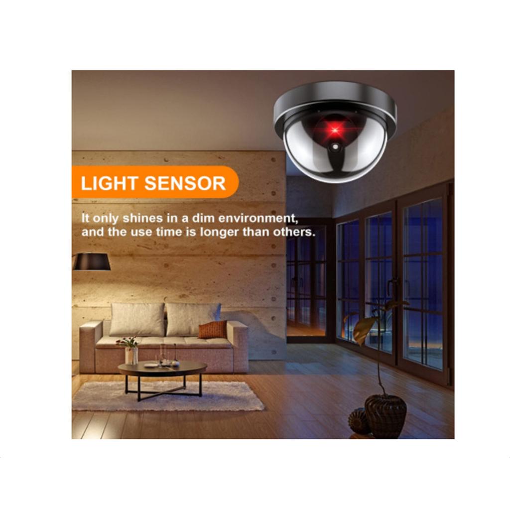 Fake Security Camera Dummy Dome CCTV With Blinking Red LED Light For Home Outdoor Indoor Black
