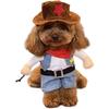 DELIFUR Cowboy Pet Costume with Hat Dog Costume Funny Pet Clothing Special Events Costume for Small Dog Cat (M)