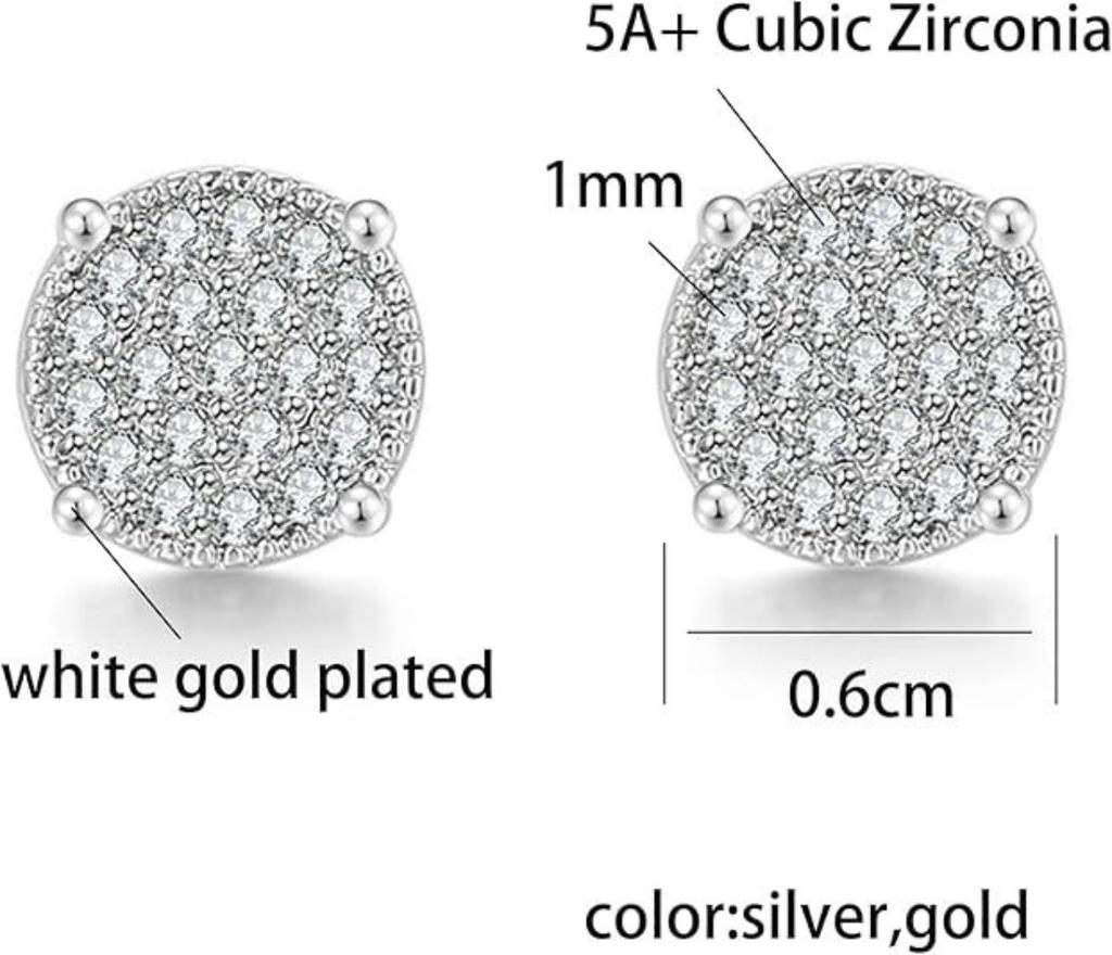 Classic Personality Geometry Round Micro Inlay Full Zircon Stud Earrings for Men Women Hip-hop Fashion Couple Earrings Jewelry