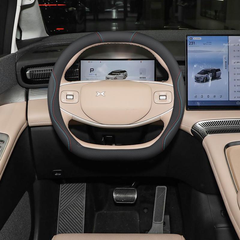 Non-Slip, Odorless Leather Steering Wheel Cover for XPeng X9 - Tailored Interior Modification, Hand-Sewn for a Perfect Fit Across 25 Models.
