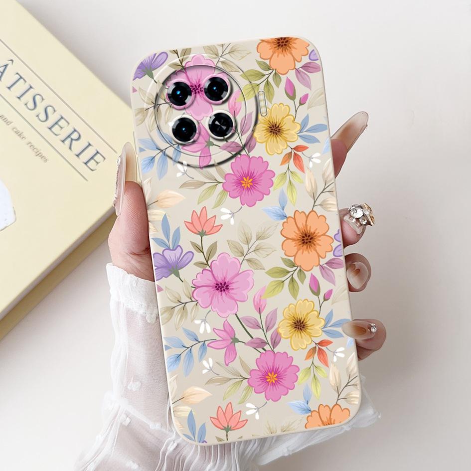 For Tecno Spark 20 Pro+ 2024 Case Fashion Flower Cactus Soft Liquid Silicone Lens Protective Cover on Spark 20 Pro Plus KJ7 Etui