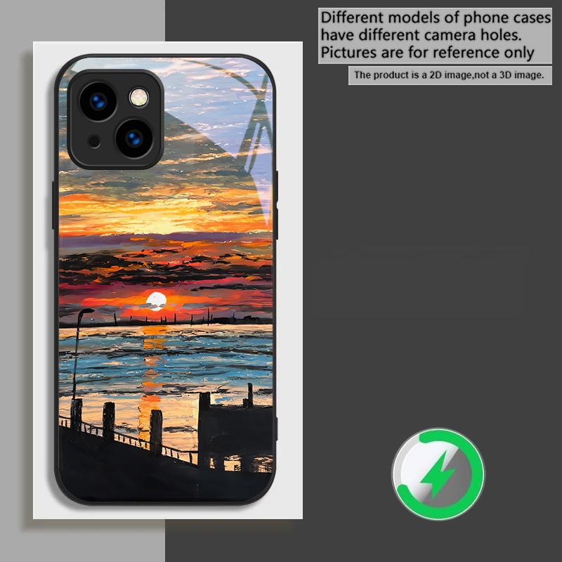 

Sea storm small sailboat Suitable For iPhone 17 Pro Max 16E 15 Pro 14 13 Plus 12 mini 11 16 Air 17Pro magnetism Glass Phone Case iPhone Air