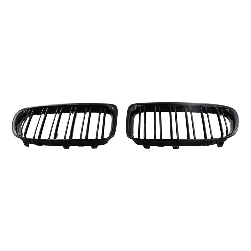 Glossy Black Front Bumper Dual Slat Front Kidney Grill Grille For-BMW X1 Series E84 Sdrive Xdrive 2009-2015