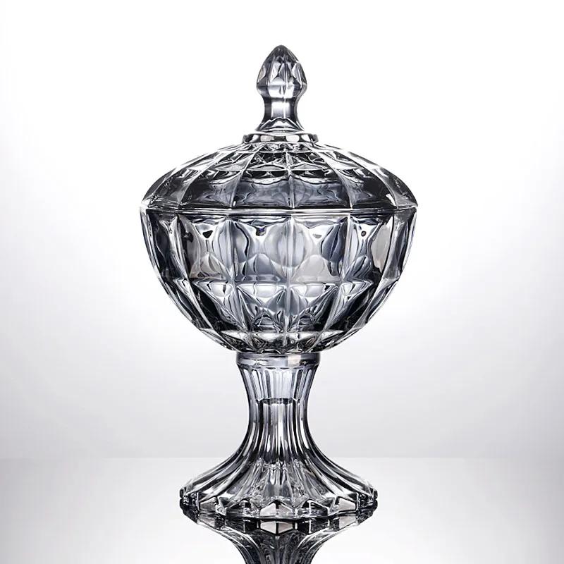 Úložná sklenice evropského stylu z křišťálového skla stolní ozdoba bonbony ovoce kreativní móda domácí šperkovnice s víkem