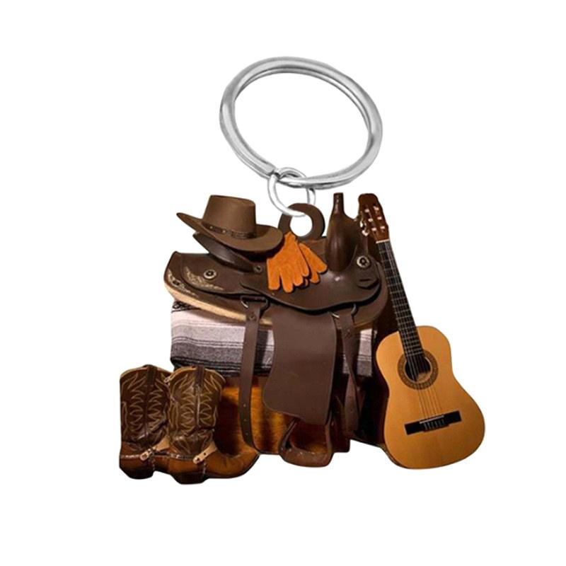 Saddle Shape Acrylic Key Ring Mini Key Chain Hook  Western Cowboy Saddle Acrylic Pendant For Horses Lover Gift Decoration