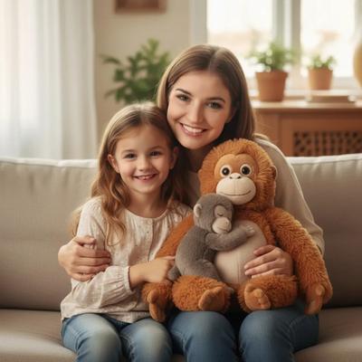 Monkey Plush Doll Soft Stuffed Animal Pillow Emotional Support Monkey Doll for Stress Relief And Comfort Machine Washable Home Decor Gift for Kids