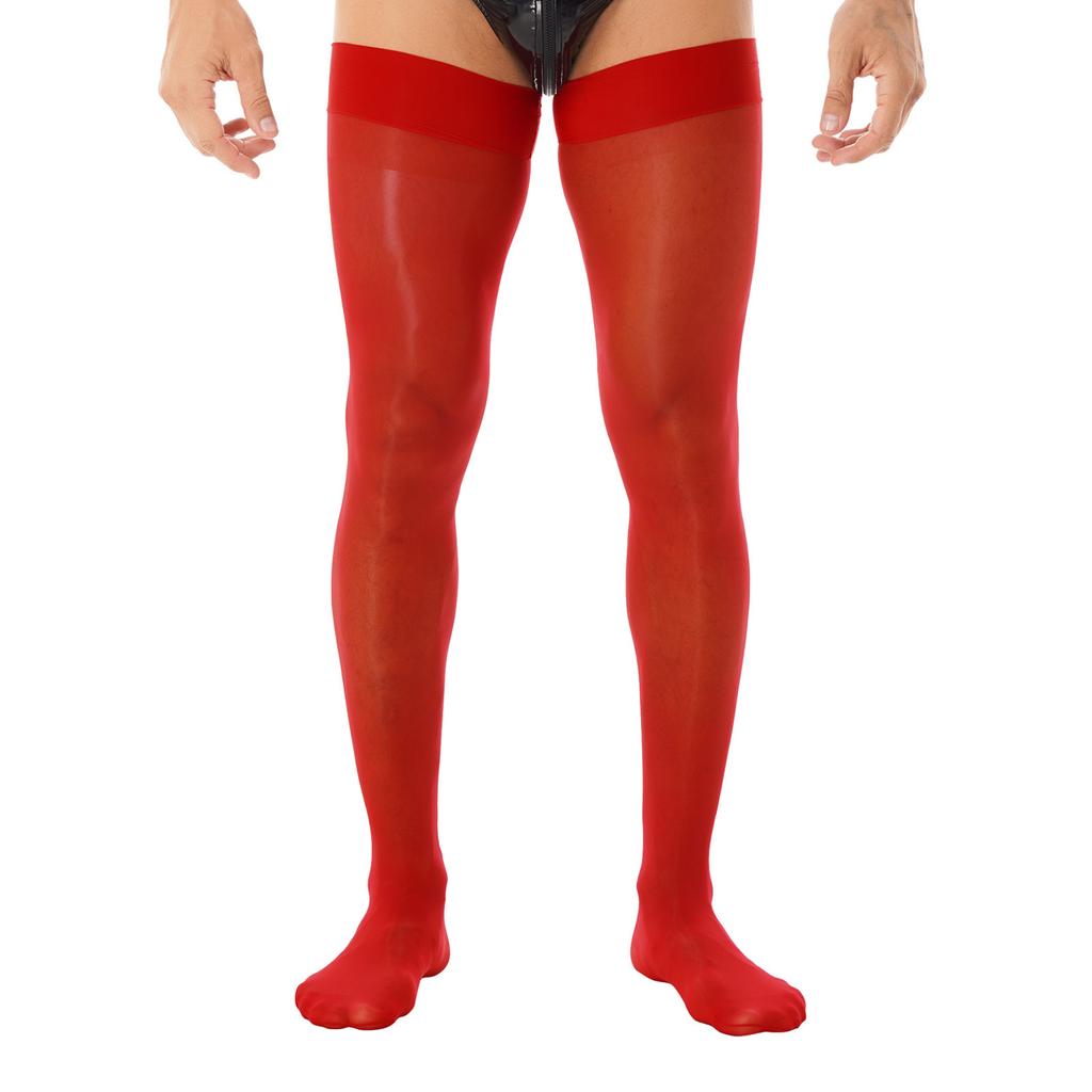 Herre Nylon Over Kne Sokker Lår Høy Strømper Sport Lange Sokker