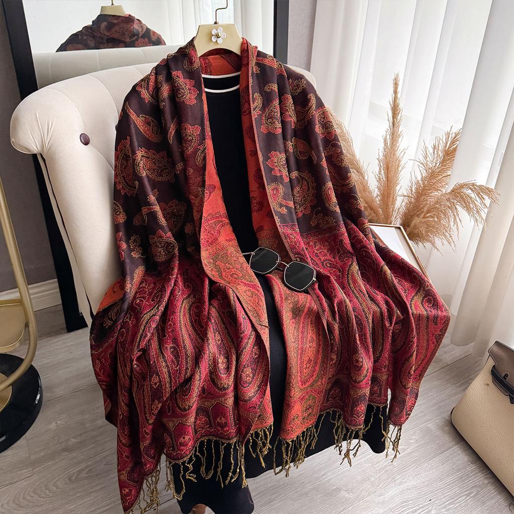 Autumn and Winter Printed Cashew Scarf Air Conditioner Shawl Scarf Imitation Cashmere Warm Fashion Elegant Long Scarf Women
