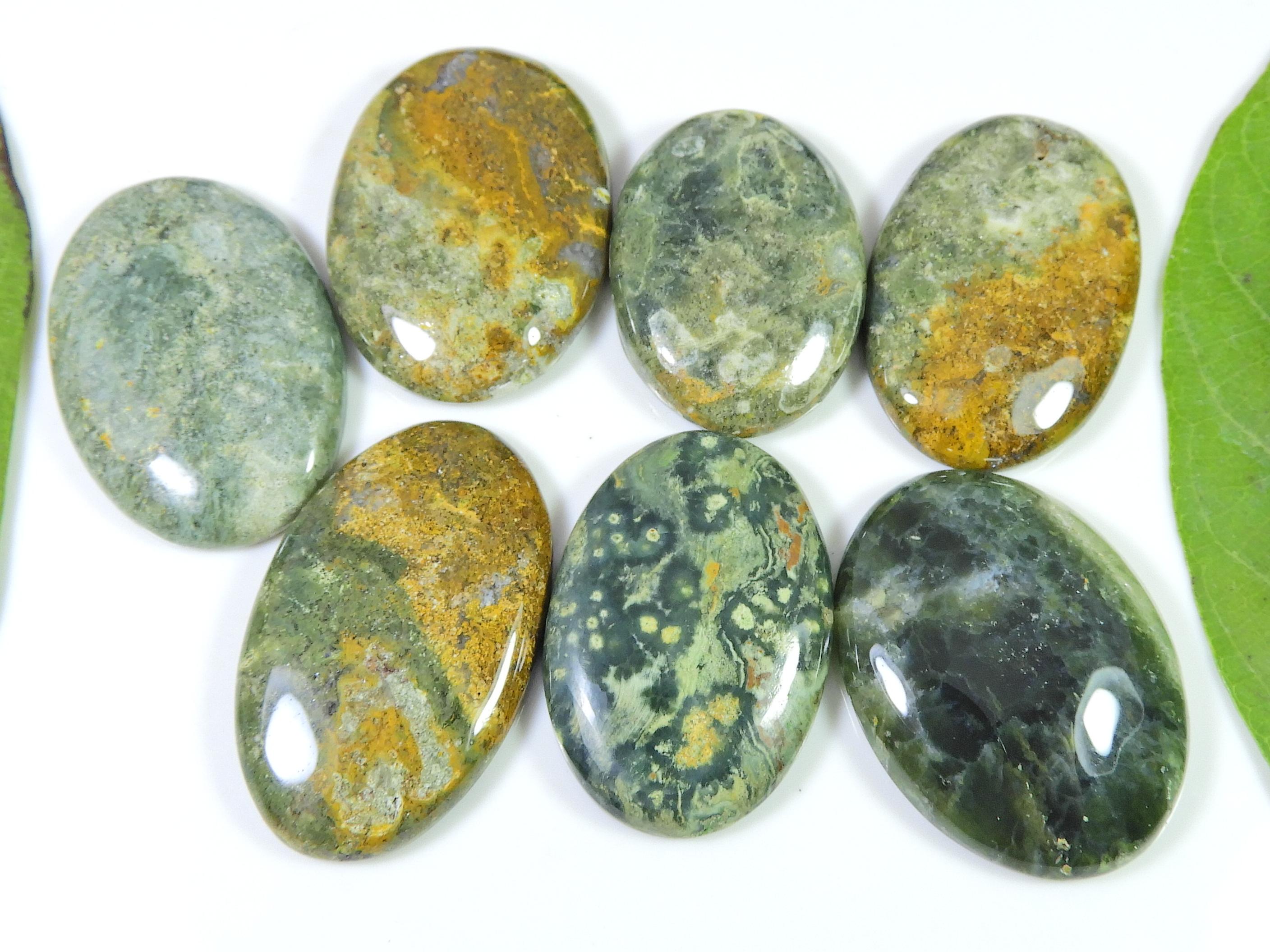 

267Cts. Natural Ocean Jasper Oval Cabochon Loose Gemstone 07 Pcs Lot 30-33MM RQ-1119