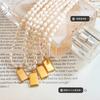 Französische Eleganz Temperament Verblasst Nicht Süßwasserperlenkette Gold Ziegel Goldbarren Form Anhänger Halskette Schmuck