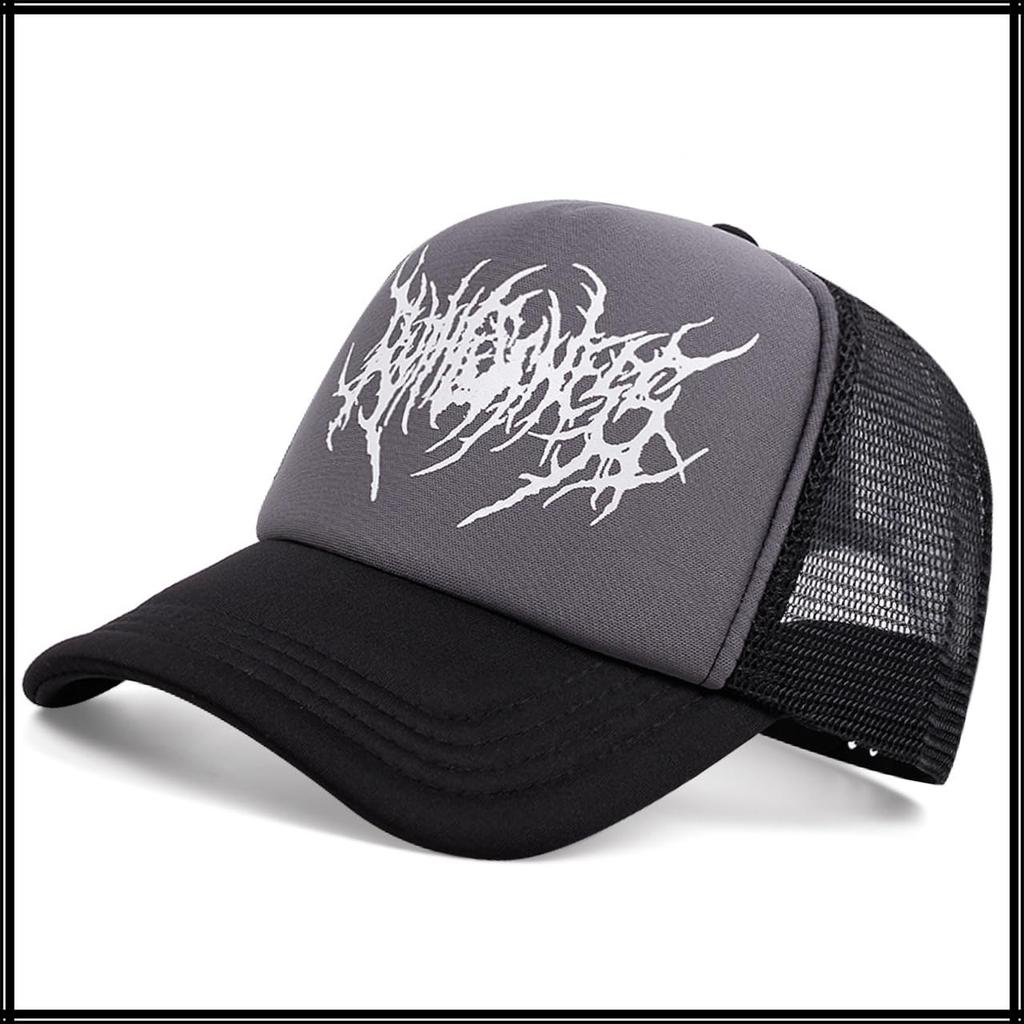 Street CZ825 [White Fang] Cap, Hat, Mesh, Style, Breathable, Fashionable, Stylish, Men's, (Black)