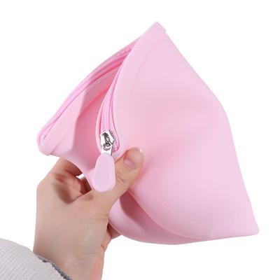 Trousse de toilette cosmétique en silicone imperméable Couleur bonbon Grande capacité Sac de rangement lavable Gain de place Porte-monnaie Pochette de maquillage Étudiants