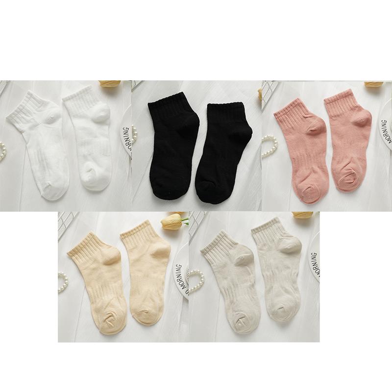 5 Pairs Cream Style Short Socks for Women Breathable Sweat-absorbent Sports Socks Japanese Candy Color Girl Ankle Socks