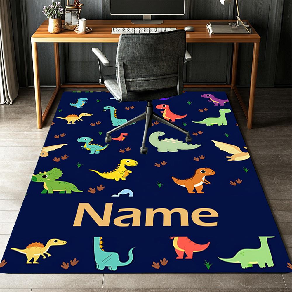 Custom Name Dinosaur Printed Carpet,Rug for Office Chair Living Room Bedroom Kitchen Room Decor Gifts.