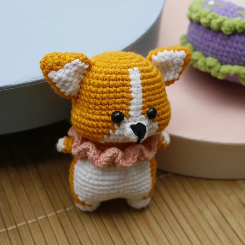 Funny Puppy Series Crochet Keychain Handmaking Knitted Puppy Keyrings Cute Small Dog Doll Crochet Keyrings Custom Accessories