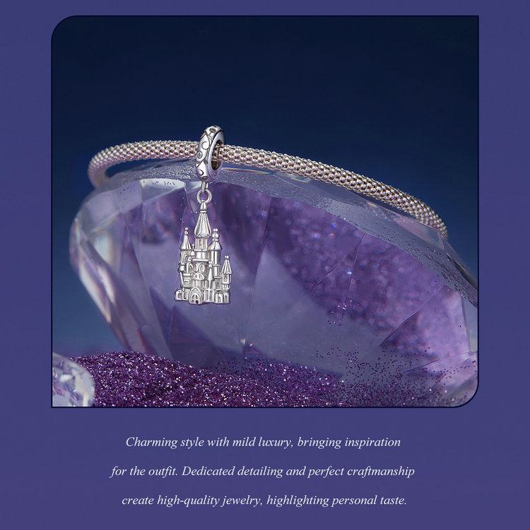 Magic Castle Pendant DIY Bracelet, S925 Sterling Silver, Platinum-Plated.