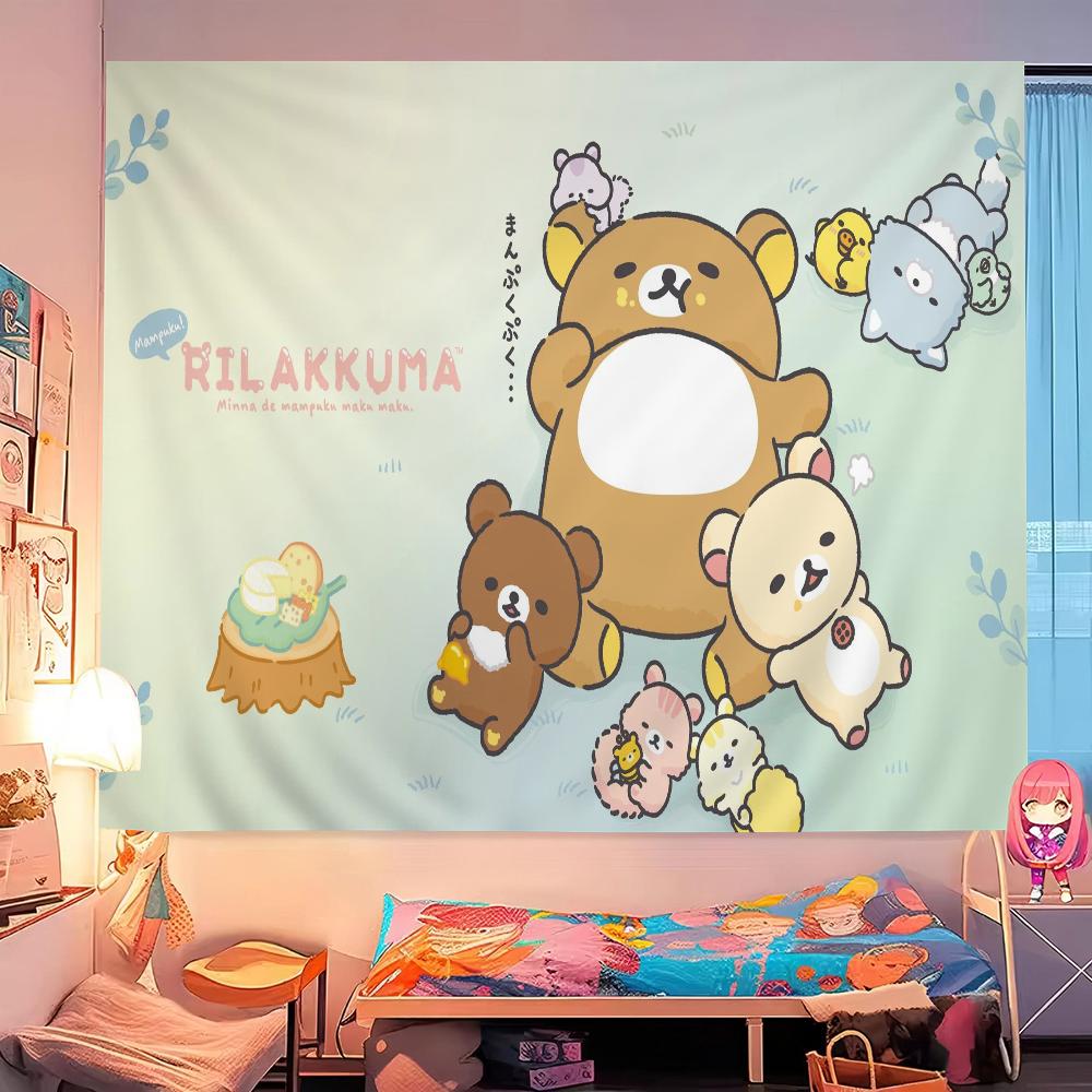 K-Kilakkuma Japanese Cartoon Printed Large Wall Tapestry Cheap Hippie Wall Hanging Bohemian Wall Tapestries Mandala Home Decor