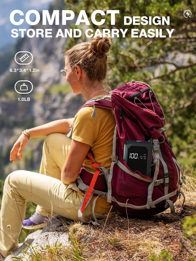 NWISE Starthilfe, 2000A Spitzenstrom, Große Kapazität, 12 V, Auto-Motorstarter, Mobil