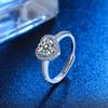 Fashion Female Rings  Sterling Silver Love Heart Shaped Zircon Adjustable Rings for Women Promise Love Wedding